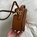 Forever 21 Faux Leather Cognac Semicircle Purse with Strap Photo 2