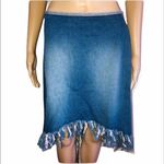 Joyce Leslie  shark bite fringed denim skirt Photo 0