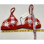 Solid & Striped  The Morgan  Scoop Neck Bikini Top‎ In Lipstick Red Gingham XL Photo 4