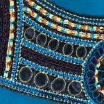 Womens Teal Tunic Dress Embroidered Neckline Size Medium Bohochic Blue Photo 3