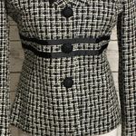 Sandro classic twee black/white single-breasted tweed blazer Size Medium Photo 2