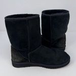 UGG  Australia Womens Boots Black Suede Classic Short Fleece Pull On Winter US 9 Photo 4