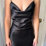 Double Zero  Cowel Neck Black Satin Dress Photo 6