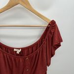 Paper + Tee  Rust Red Ruffle Off Shoulder Faux Button Down Top Womens Size 3X NWT Photo 3