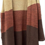 Fortune + Ivy  new XL Tan Rust Red Brown Color Block Open Front Cardigan Sweater Photo 0