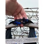 Vintage 80s Scarlett Nite Sequin Halter Metallic Fit Flare Mini Prom Dress Blue Photo 13