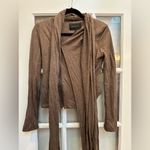 BCBGMAXAZRIA  Brown Taupe Moto Knit Jacket Asymmetrical Zip Neck Tie Size XXS Photo 1