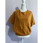 Anthropologie Mustard Yellow Tie Back Sweatshirt Short Sleeve M Photo 1