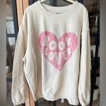 Book Lover booktok sweatshirt crewneck pullover ribbed corduroy heart beige Pink Size M Photo 6