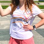 Loft  Women's White Multicolor Zebra Striped Top Photo 1