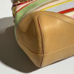 Coach VTG Hampton Pink Sateen & Tan Vachetta Leather Pastel Striped Photo 6