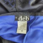 Y2K Deb One Shoulder Black Tiered Mini Dress Blue Floral Drop Waist Bow XS Photo 8