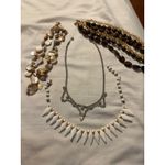 Lot of 4 Necklaces Rhinestone Shell Beads & Crystal Pendant White Photo 2