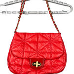 Chico's  Bag Red Orange Quilted Puffer Chain Crossbody Indie Sleek Boho Coquette Photo 0