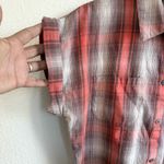 Harley Davidson Women’s Shirt Orange Brown Plaid Bleach Effect Size Medium Photo 4