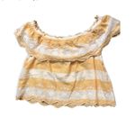 American Eagle Yellow Striped Off the Shoulder Cropped Blouse Photo 6