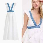 J CREW Ruffle Deep V Neck Beach Dress Size Small NEW NWT White Photo 3