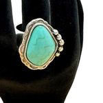 Turquoise Stone Stretch Ring Silver Photo 1