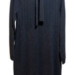 St. John  Collection Gray Tie Neck Knit Sweater Dress Long Sleeve Photo 0