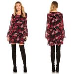 BCBGeneration ๐๐ Double Tiered A Line Dres ~ Black Combo Floral Print Large NWT Photo 1