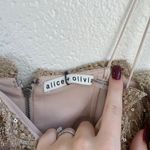 Alice + Olivia NWT  Embellished Lace Midi Alma Sequin Gold Dress Scallop Cocktail Photo 8