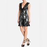 Dress the Population  Marilyn Sequin Sleeveless V-Neck Mini Dress Black Sz Large‎ Photo 2