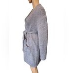 SKIMS Cozy Knit Bouclé Smoke Grey Long Sleeve Unisex Luxury Comfy Short Robe Photo 3