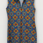 IBKUL SCARLET BLUE Sleeveless Geometric Print Mock Neck Golf Dress Sz M UPF50 Size M Photo 0