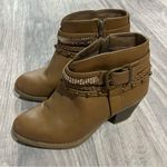 Sugar Tan Brown Gem, Studs, & Buckle Ankle Boots; 8 women’s Photo 3