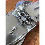 Vera Wang  Lavender Silver Leather Sandal/Flipflops with Bow and Rhinestone Embel Photo 2