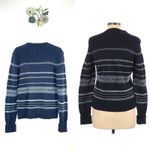 Tommy Hilfiger V Neck Thick Sweater Dark Blue White Patterned Stripe Size Large Photo 2