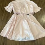 Self Portrait cut out shortsleeve flare shift mini dress powder pink cotton10 Size 10 Photo 6