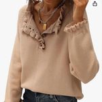 BTFBM Ruffle Henley Sweater 50% Viscose Pink Knit Pullover Top Size S Photo 0