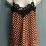 ZARA Trafaluc Camisole Tank Top Women’s Size S Rust Print Eyelash Lace Cropped Photo 0
