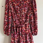AX Paris Women’s Floral Long Sleeve Mini Dress Size 14 Red Pink Ruffle Hem Photo 0