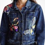 Vintage Y2K Embroidered Butterfly Denim‎ Jacket Size Large Blue Photo 0
