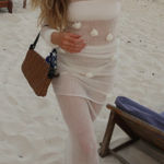 Meshki  2 Piece Set White Stretchy Knit Top And Long Maxi Skirt sz S Photo 0