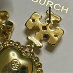 Tory Burch New Authentic  Roxanne Blue Crystal Heart and Gold Drop Earring Photo 7
