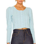 Love Shack Fancy  Jonah Crop Cardigan Powder Blue Photo 0