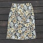 Vintage Black/Yellow N Touch Floral Midi Skirt Daisies w/ Elastic Waist Black Size XL Photo 0