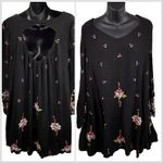 Free People Black Oxford Embroidered Long Sleeve Back Cut Out Mini Dress Women S Photo 2