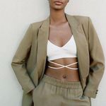 ZARA  Green Open Oversized Blazer Size XS Olive Boyfriend Workwear Lagenlook Photo 0