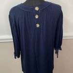Kim And Cami  Navy 3/4 Sleeve Blouse Size Large Photo 2