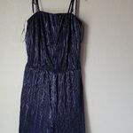AQUA  Navy Blue Croped Shine Jumpsuit Size S Photo 2