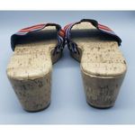 Avenue Ladies 10W Striped Rainbow Slip On Wedges Cork Sandals Photo 4