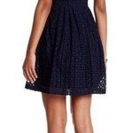 CeCe Cynthia Steffe Claiborne Eyelet A Line Dress Navy Blue Size 8 Preppy Mini Photo 1