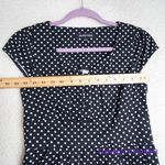 Vintage black and white‎ polka dot cap sleeve diamond neckline dress, size XXS Photo 6
