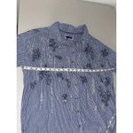 Pilcro Anthropologie  Boho Blue White Pinstripe Beaded Embellished Button-up S Photo 4