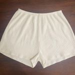Joah Brown  CREAM IVORY HIGH RISE PULL ON RIBBED SOFT ELASTIC SWEAT SHORTS! Photo 1