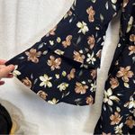 Sugar Lips  Navy Blue Floral Long‎ Bell Sleeve Boho Romper Size M Photo 3